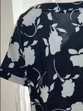 Full Size Printed Notched Short Sleeve Blouse - Trendsi - Flyclothing LLC