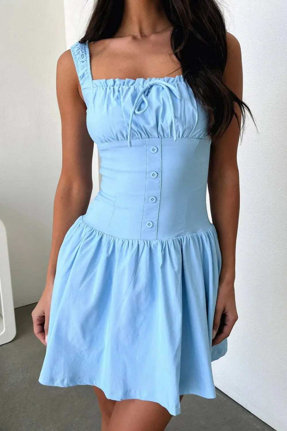 Decorative Button Square Neck Cami Dress - Trendsi - Flyclothing LLC