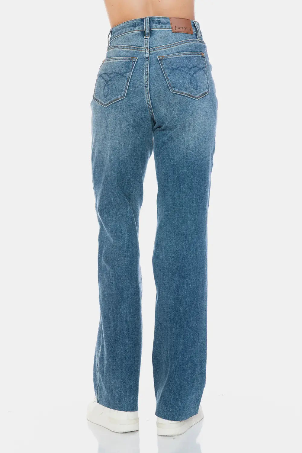 Judy Blue Full Size Tummy Control Cut Raw Hem Straight Jeans - Trendsi - Flyclothing LLC