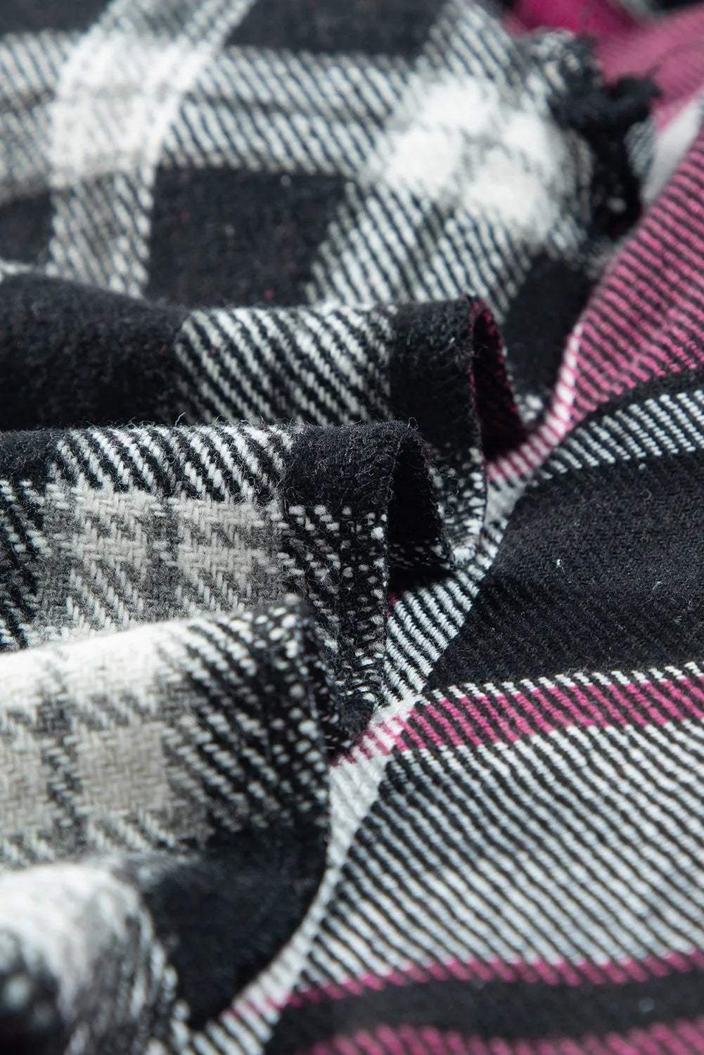 Pocketed Plaid Collared Neck Long Sleeve Shacket - Trendsi - Flyclothing LLC