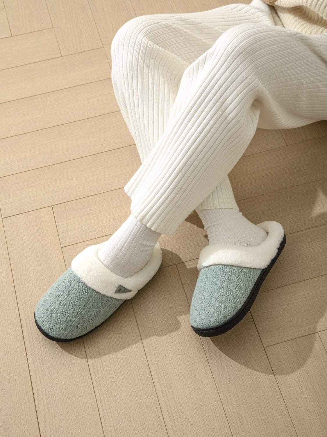 Horn Buckle Furry Texture Flat Slippers - Trendsi - Flyclothing LLC