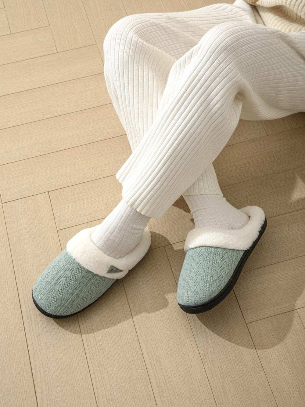 Horn Buckle Furry Texture Flat Slippers - Trendsi - Flyclothing LLC