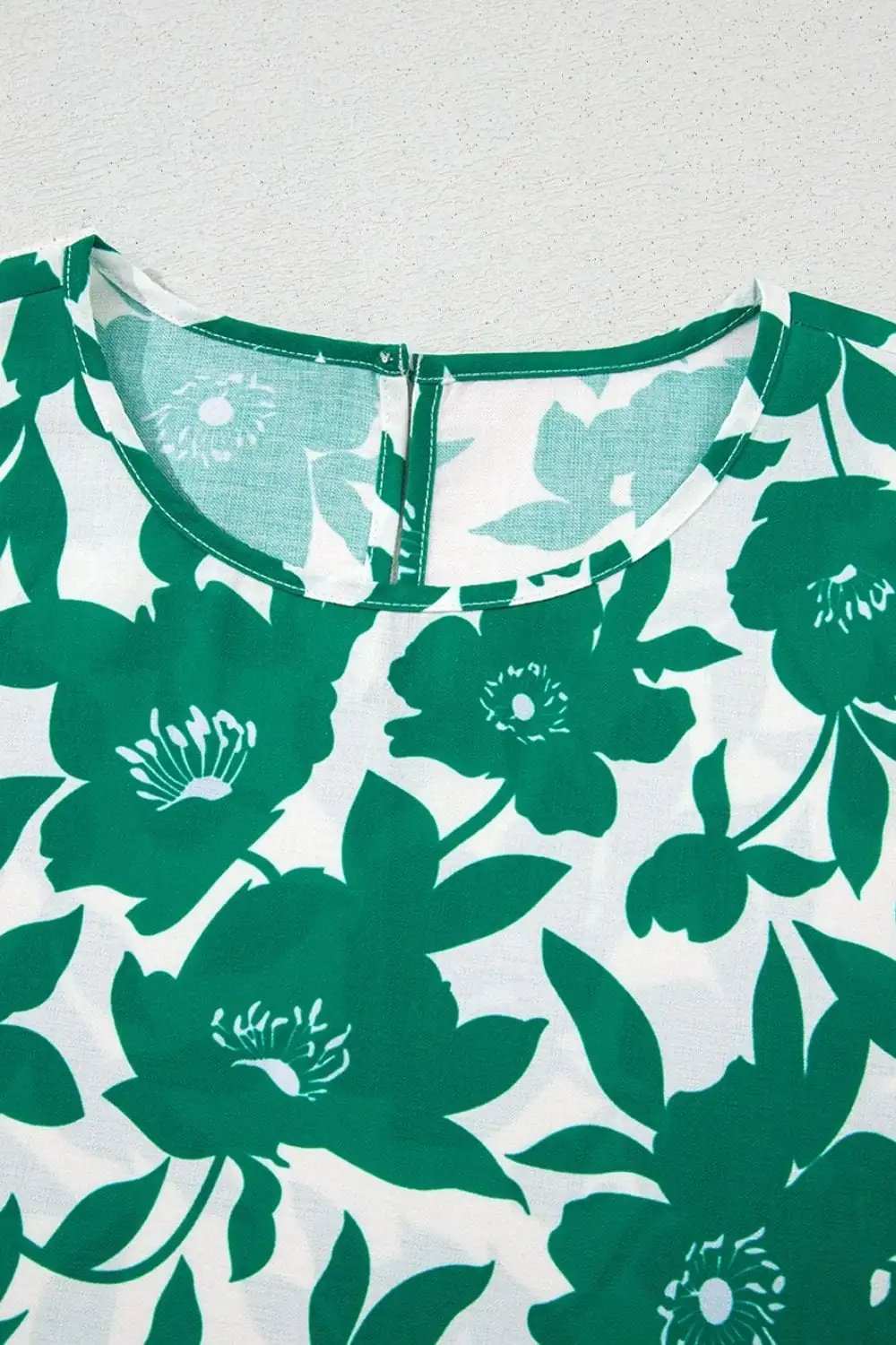 Floral Print Ruffled Short Sleeve Round Neck Loose Blouse - Trendsi - Flyclothing LLC