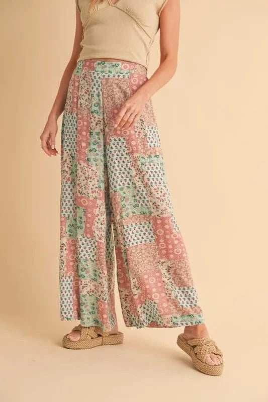 Aemi+Co Printed Wide Leg Pants - Trendsi - Flyclothing LLC