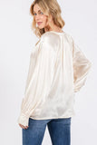 SAGE + FIG Notched Long Sleeve Blouse - Trendsi