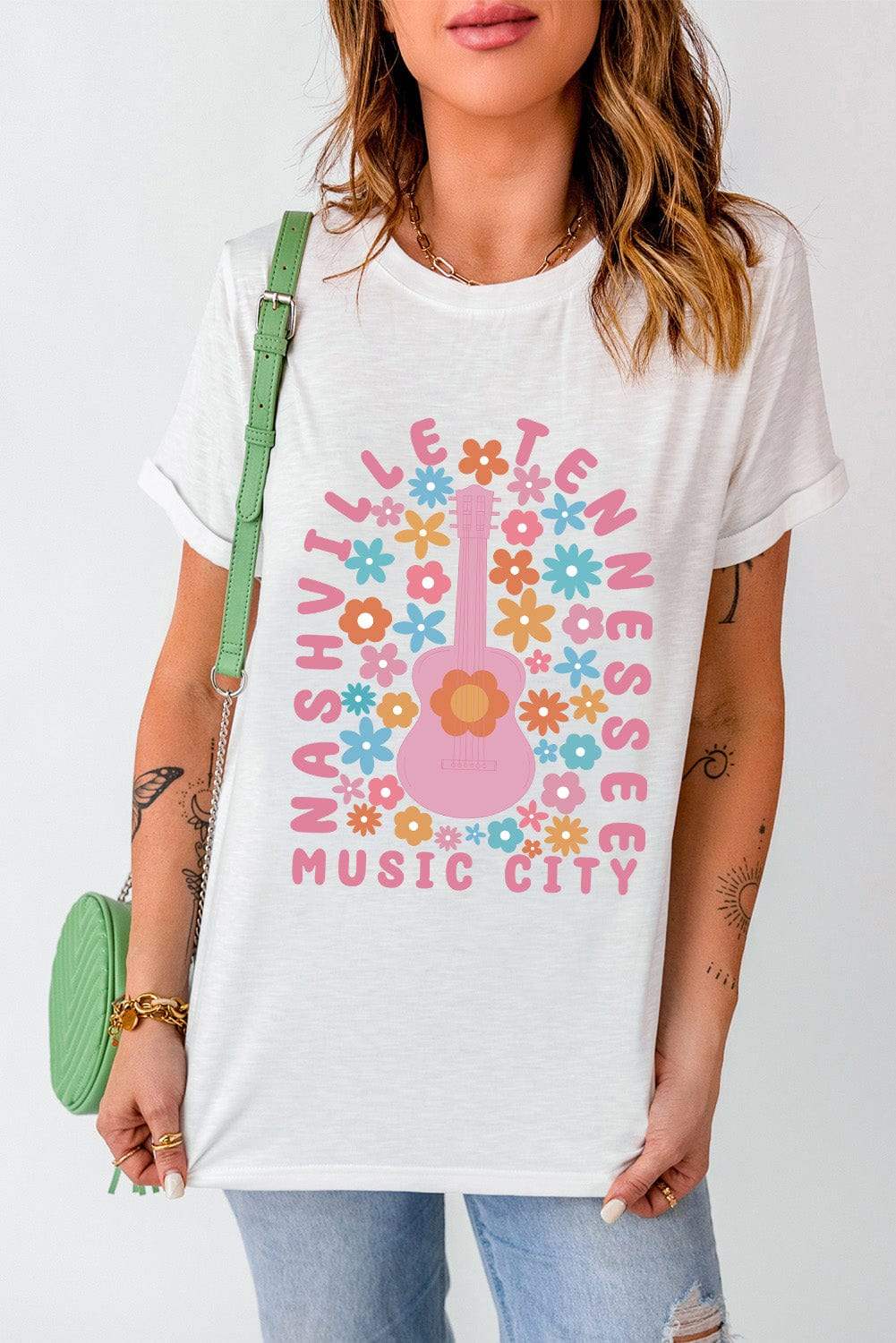 Graphic Round Neck Short Sleeve T-Shirt - Trendsi - Flyclothing LLC