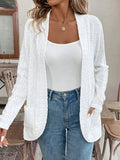 Pocketed Eyelet Open Front Cover Up - Trendsi