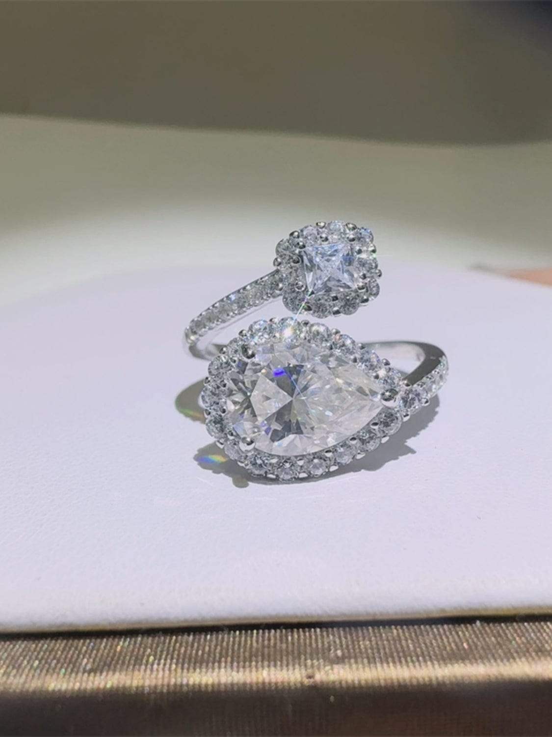 2 Carat Moissanite 925 Sterling Silver Bypass Ring - Trendsi - Flyclothing LLC