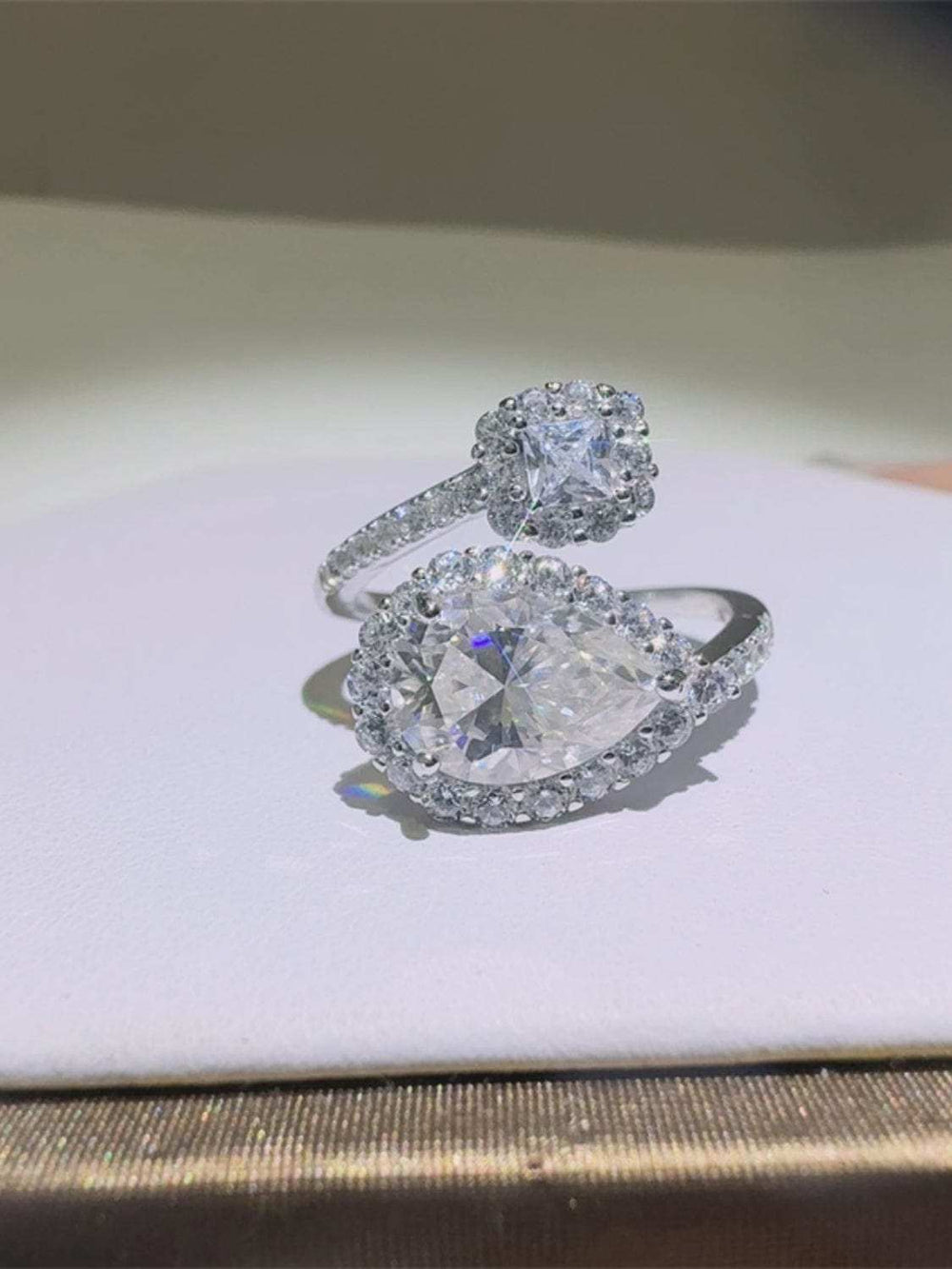 2 Carat Moissanite 925 Sterling Silver Bypass Ring - Trendsi - Flyclothing LLC