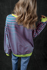 Pumpkin Striped Long Sleeve Sweatshirt - Trendsi - Flyclothing LLC