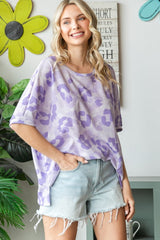 HOPELY Print Waffle Oversized T-Shirt - Trendsi