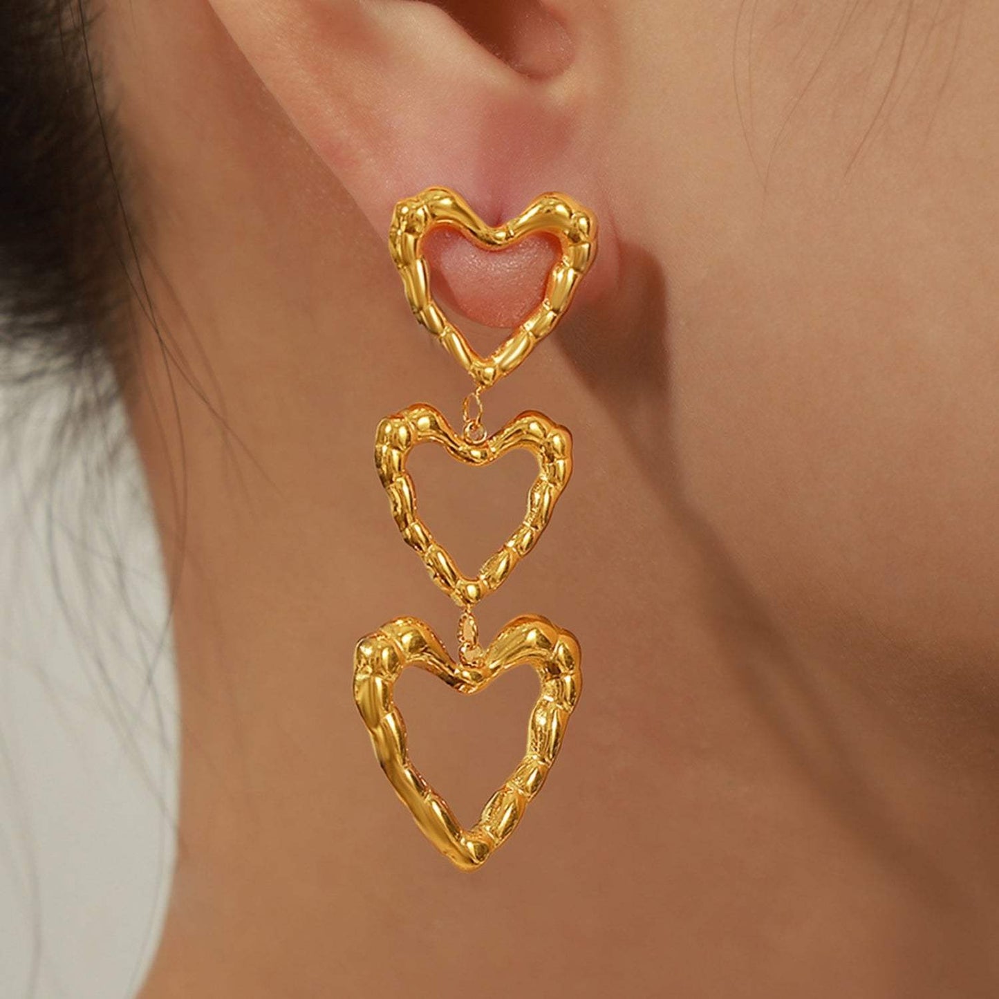 Titanium Steel Heart Earrings - Trendsi - Flyclothing LLC