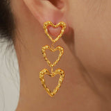 Titanium Steel Heart Earrings - Trendsi - Flyclothing LLC