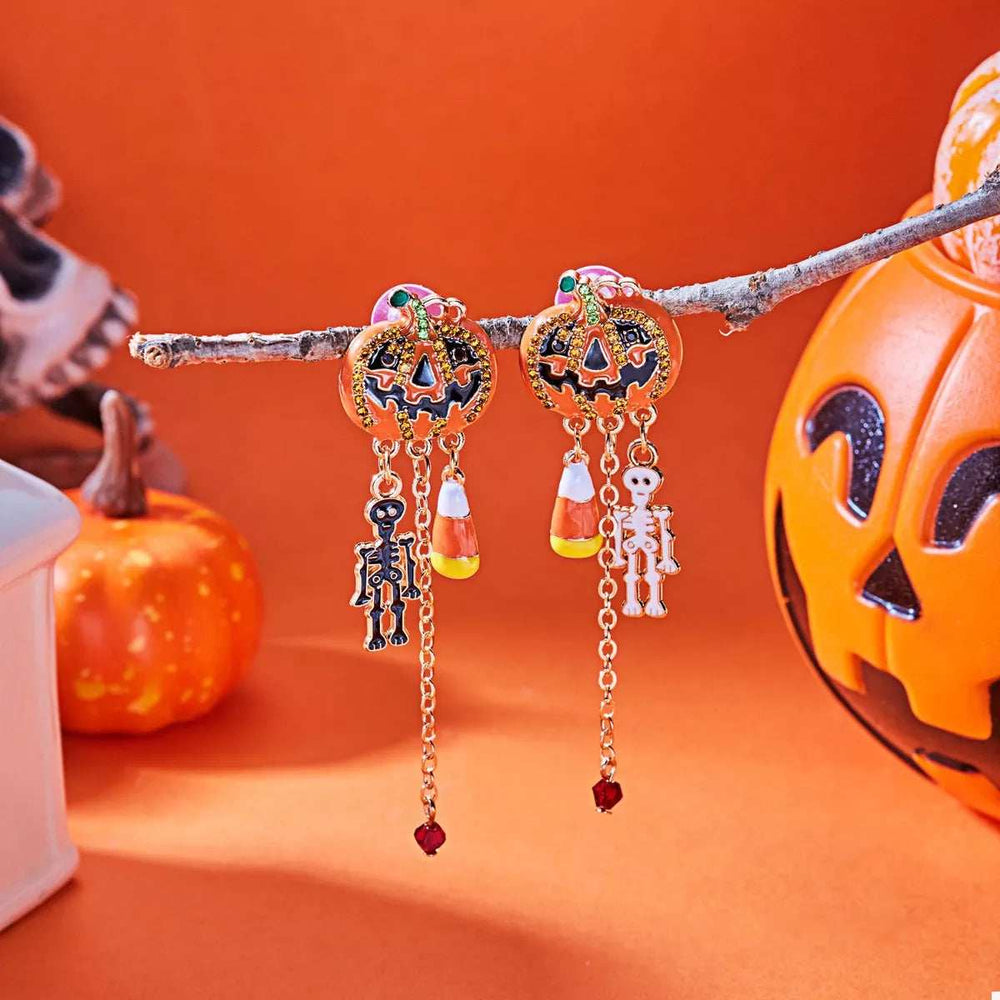 Halloween Pumpkin Drop Chain Earrings - Trendsi - Flyclothing LLC