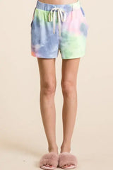 BiBi Tie Dye Casual Shorts with Twill Tape Drawstring - Trendsi - Flyclothing LLC