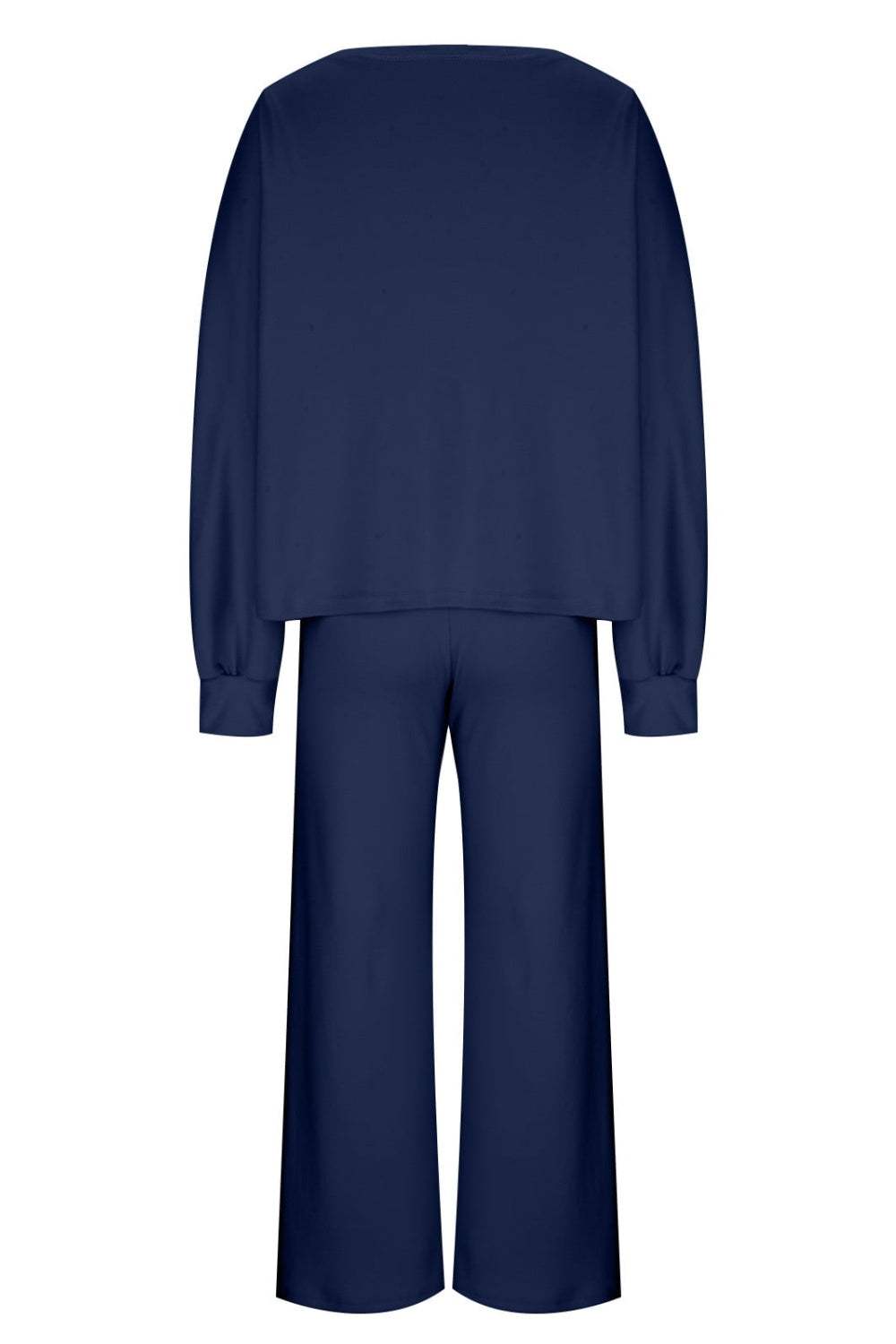 Round Neck Long Sleeve Top and Pants Set - Trendsi - Flyclothing LLC