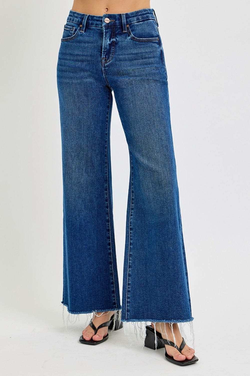 RISEN Tummy Control High Rise Wide Leg Jeans - Trendsi - Flyclothing LLC