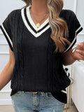 Cable-Knit V-Neck Sweater Vest - Trendsi - Flyclothing LLC
