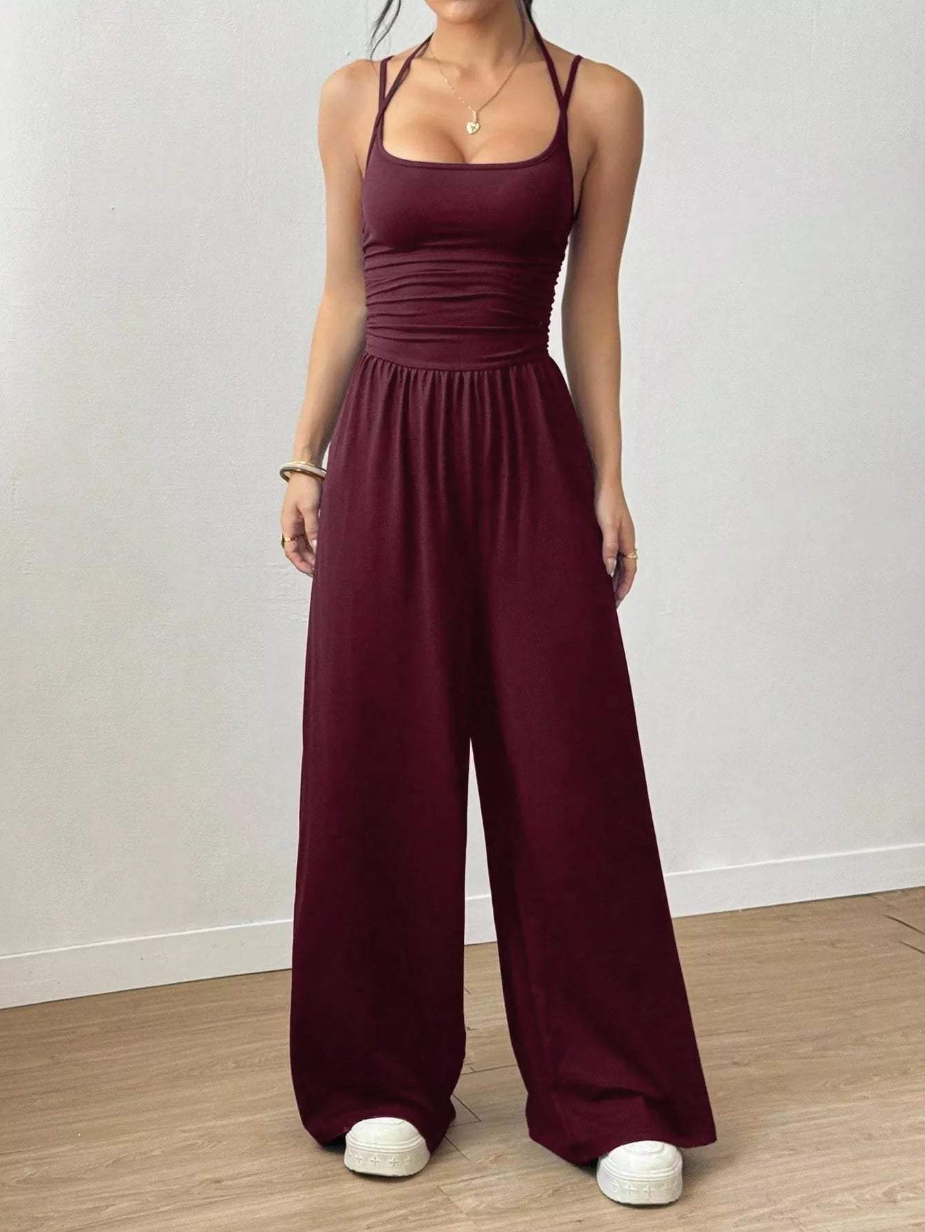 Spaghetti Strap Wide Leg Jumpsuit - Trendsi - Flyclothing LLC