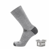 8 Pairs Ash - Casual Crew Midweight Merino Wool Sock - GRIP6 - Flyclothing LLC