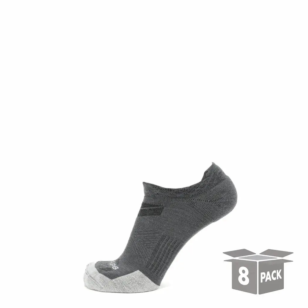 8 Pairs Basalt - Run No Show Runweight Merino Wool Sock - GRIP6 - Flyclothing LLC