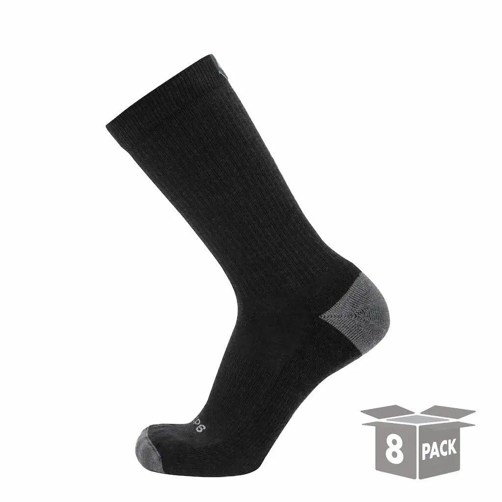 8 Pairs Carbon - Casual Crew Midweight Merino Wool Sock - GRIP6 - Flyclothing LLC