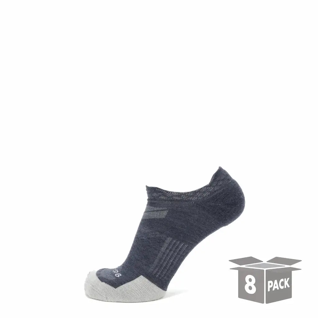 8 Pairs Denim - Run No Show Runweight Merino Wool Sock - GRIP6 - Flyclothing LLC