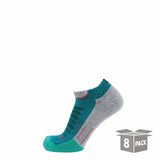 8 Pairs Emerald - Run Ankle Midweight Merino Wool Sock - GRIP6 - Flyclothing LLC