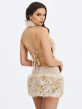 Sariah Tan Suede Cheetah Low-Waisted Micro Skirt - Miss Circle - Flyclothing LLC