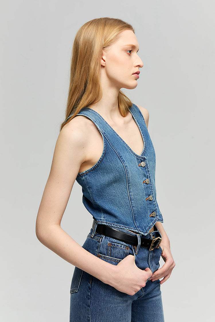 Blue Horizon Denim Vest HJ903 - Hey Joanie - Flyclothing LLC