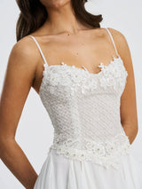 Fabiola Lace Trim Silver Net Top Mini Flare Chiffon Dress - Miss Circle - Flyclothing LLC