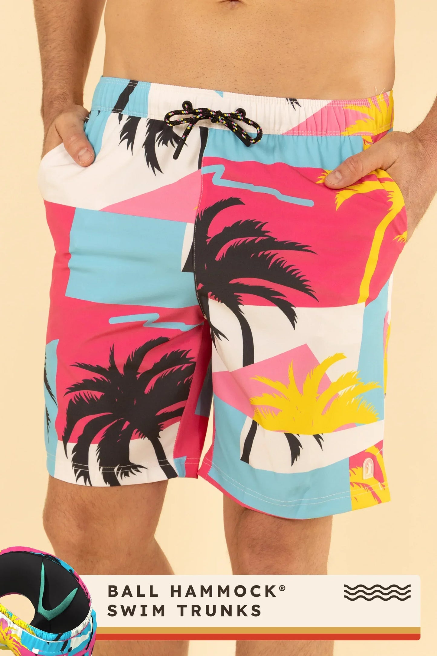 The SoCal Summer | Black and Pink Tropical Ball Hammock® Pouch 8" Swim Trunks - Shinesty - Flyclothing LLC