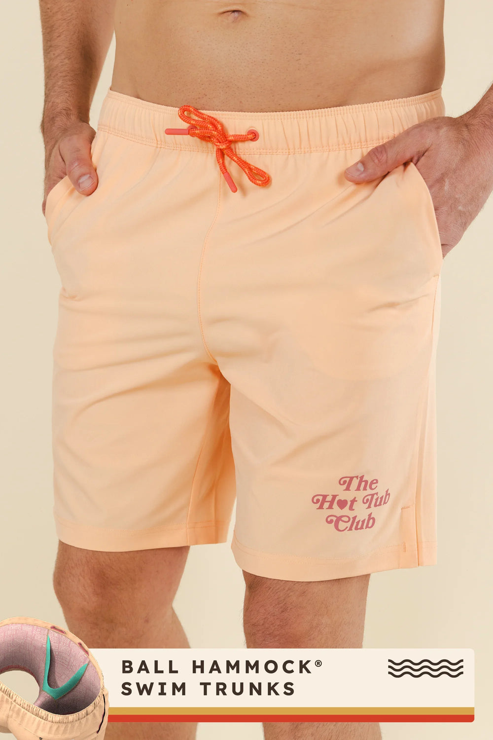 The Beach House | Orange Island Block Ball Hammock® Pouch 8" Swim Trunks - Shinesty - Flyclothing LLC