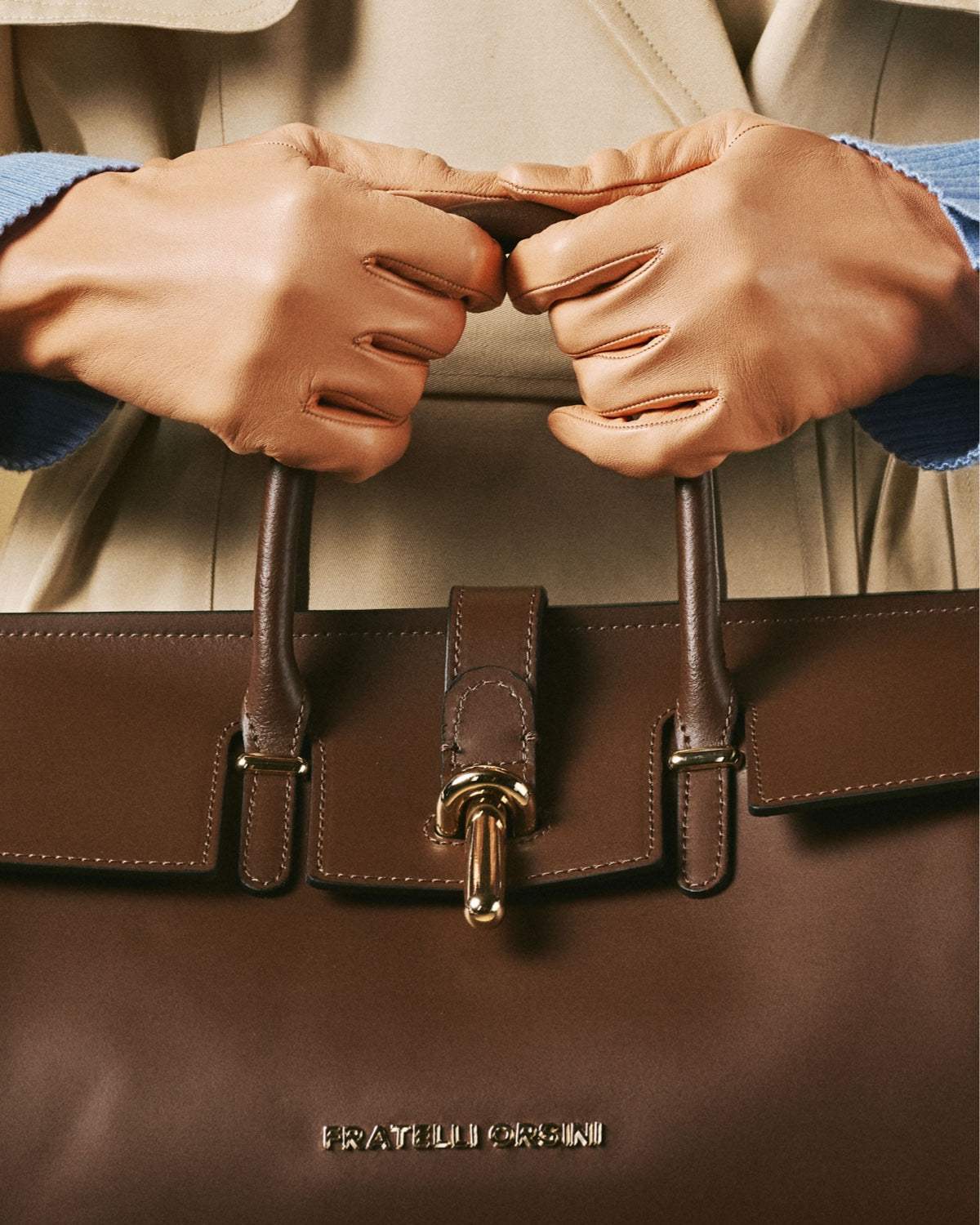 Oriana (brown) - Italian calf leather women's handbag (with shoulder strap)