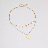 18K Gold-Plated Cross Double Layered Pendant Necklace - Trendsi - Flyclothing LLC