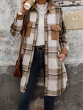 Plaid Button Up Long Sleeve Coat - Trendsi