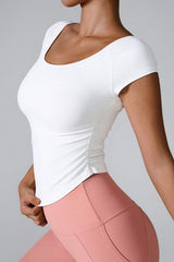Round Neck Short Sleeve Active T-Shirt - Trendsi - Flyclothing LLC