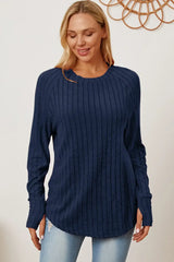 Basic Bae Full Size Ribbed Thumbhole Sleeve T-Shirt - ShopBasicbae - Flyclothing LLC