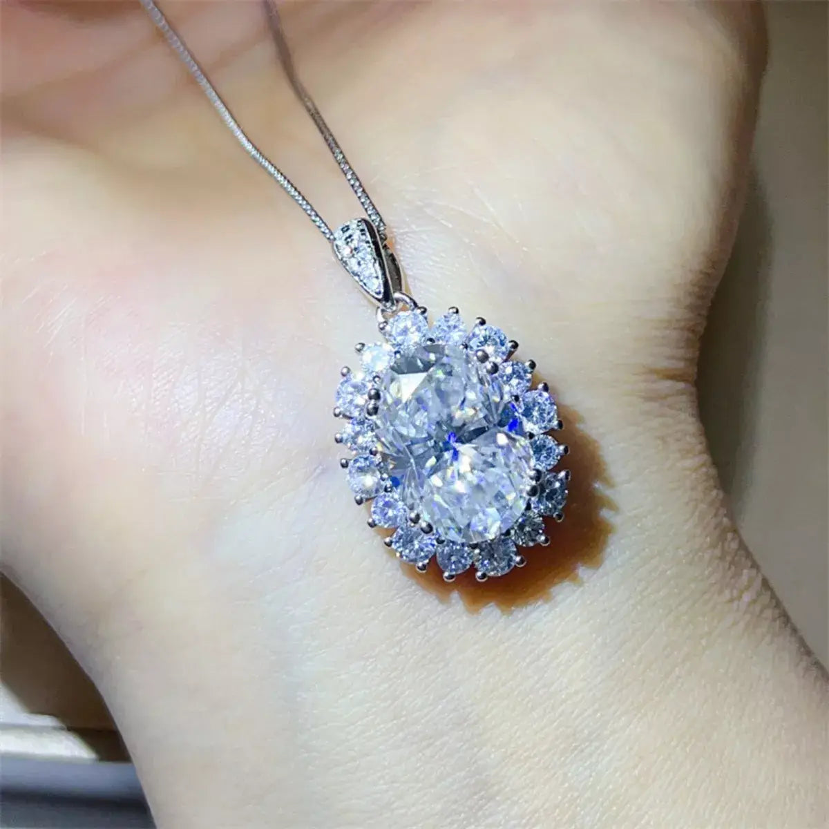 8 Carat Moissanite 925 Sterling Silver Pendant Necklace - Trendsi - Flyclothing LLC