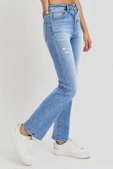 RISEN Full Size Distressed High-Rise Ankle Straight Jeans - Trendsi - Flyclothing LLC