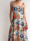 Printed Square Neck Maxi Dress - Trendsi