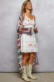POL Open Front Crochet Cardigan with Weave Knit Patterns - Trendsi - Flyclothing LLC
