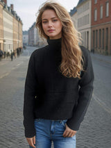 Solid Color Turtleneck Long Sleeve Sweater - Trendsi - Flyclothing LLC
