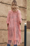 Openwork Open Front Cardigan with Fringes - Trendsi - Flyclothing LLC