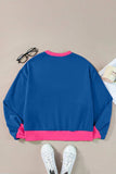 Contrast Round Neck Long Sleeve Sweatshirt - Trendsi - Flyclothing LLC