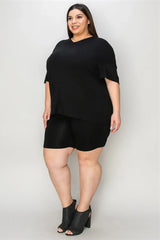 Basic Bae Bamboo Full Size V-Neck Drop Shoulder T-Shirt and Shorts Set - Trendsi - Flyclothing LLC