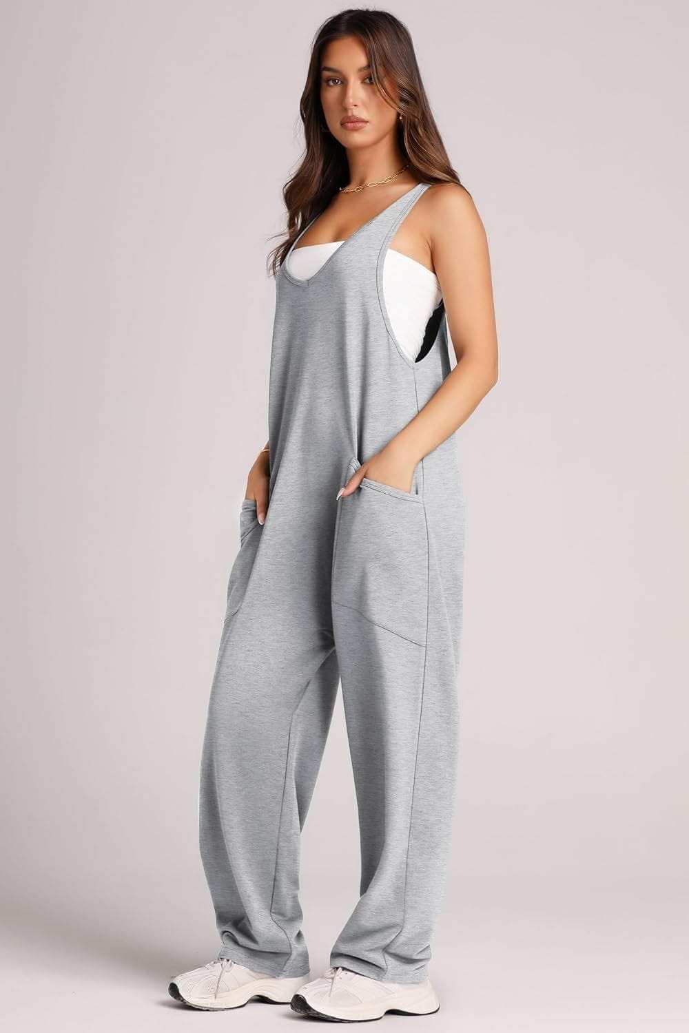 Wide Strap Jumpsuit with Pockets - Trendsi - Flyclothing LLC