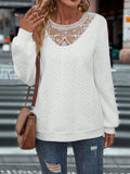 Lace Detail Round Neck Long Sleeve Top - Trendsi