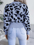 Leopard Round Neck Dropped Shoulder Sweater - Trendsi - Flyclothing LLC