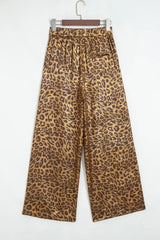Multicolour Leopard Print Western Style Wide Leg Full Length Pants - Trendsi - Flyclothing LLC